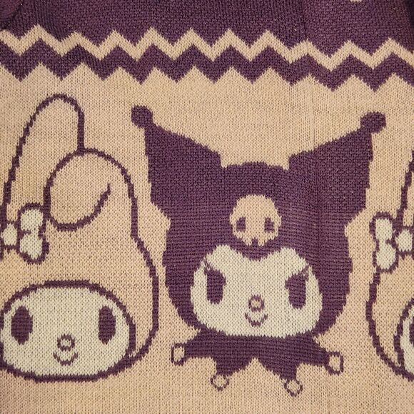 My Melody & Kuromi Sold Out Cozy Sherpa Hooded Pink Purple Open Cardigan, Sz S - Picture 4 of 10